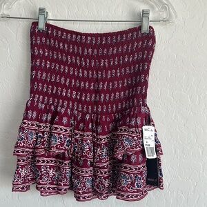 NWT forever 21 Wine navy cream mini skirt size‎ medium women’s casual paisley